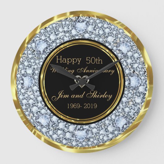 Jubileum voor 50e bruiloft zwart en goud grote klok (Voorkant)