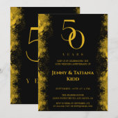 Jubileum voor 50e bruiloft zwart en goud kaart (Voorkant / Achterkant)