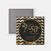 Jubileum voor 50e bruiloft, zwart-wit en goudbruin magneet (Voorkant / Achterkant)