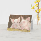 Jubileum voor biggen kaart (Gele Bloem)