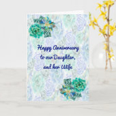 Jubileum voor dochter en vrouw in blauw en groen kaart (Gele Bloem)