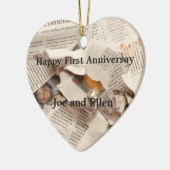 Jubileum voor eerste bruiloft bewerken keramisch ornament (Links)