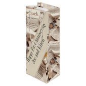 Jubileum voor eerste bruiloft bewerken wijn cadeautas (Achterkant Gekanteld)