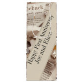 Jubileum voor eerste bruiloft bewerken wijn cadeautas (Voorkant)