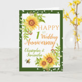 Jubileum voor eerste bruiloft Kaart (Gele Bloem)