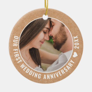 Jubileum voor eerste bruiloft - - Paar foto Keramisch Ornament