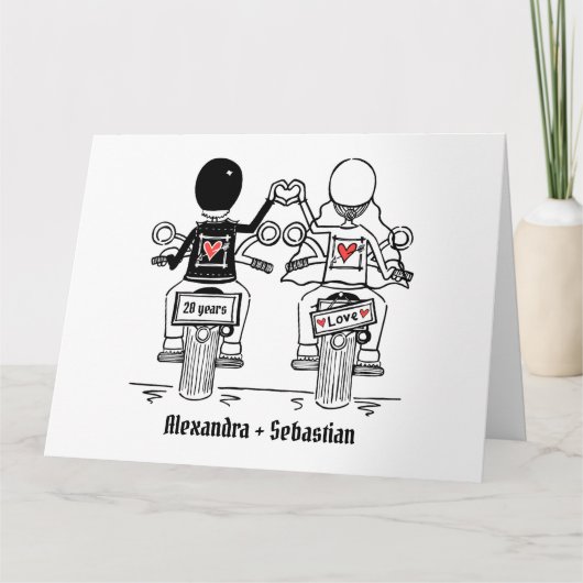 Jubileum voor gepersonaliseerd fietshuwelijk kaart (Voorkant)
