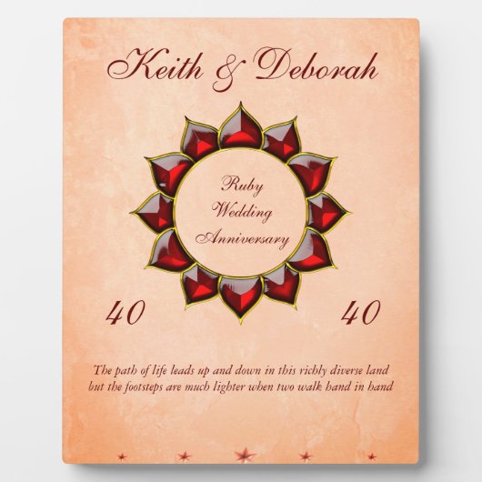 Jubileum voor gepersonaliseerd ruby Wedding Fotoplaat (Voorkant)