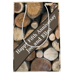 Jubileum voor vijfde bruiloft medium cadeauzakje