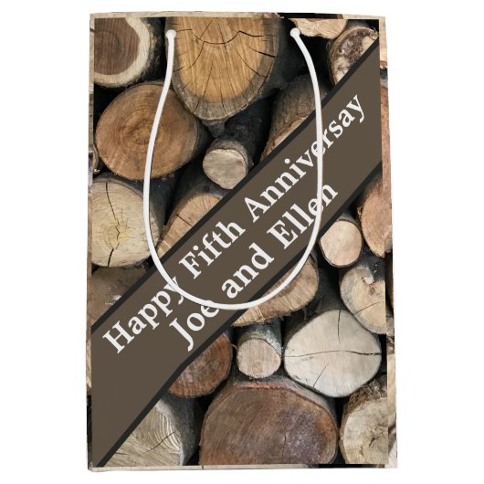 Jubileum voor vijfde bruiloft medium cadeauzakje (Voorkant)