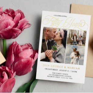 Jubileum voor weddenschappen, 50 jaar goud gevierd folie uitnodiging