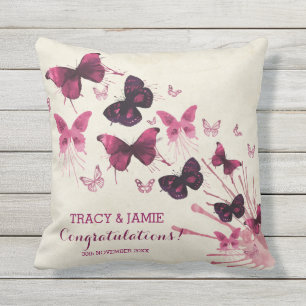 Jubileum Waterverf Roze Butterflies Buitenkussen