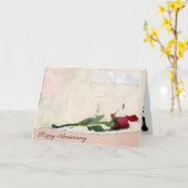 Jubileum wijn en rode roze kaart (Gele Bloem)