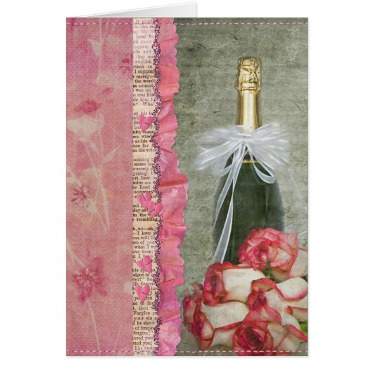 Jubileum wijnfles met roos (Voorkant)