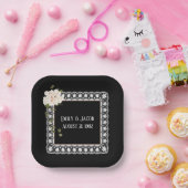 Jubileum witte lens op zwart papieren bordje (Feest)