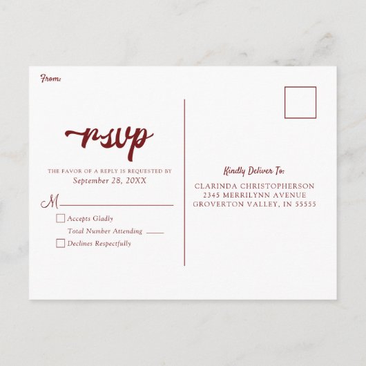 Jubileumconfetti RSVP in Robijnrood Uitnodiging Briefkaart (Achterkant)