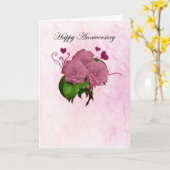 Jubileumkaart met roze rozen en harten kaart (Gele Bloem)