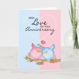 Jubileumkaart Met Twee Verliefde Vogels - Jubileum Kaart