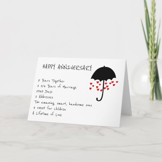 Jubileumkaart "Raining Love" Kaart (Voorkant)