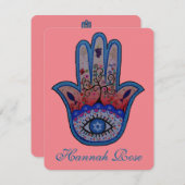 JUDAIC HAMSA BAT BAR MITZVAH INVITATION (Devant / Derrière)
