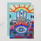 JUDAIC HAMSA BAT BAR MITZVAH INVITATION (Devant / Derrière)