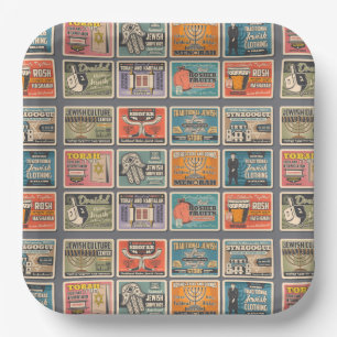 Judaic Party Bowls & Borden - Judaica Dining Papieren Bordje