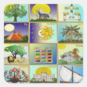 Judaica 12 Israëlische stammen maken kunst Vierkante Sticker