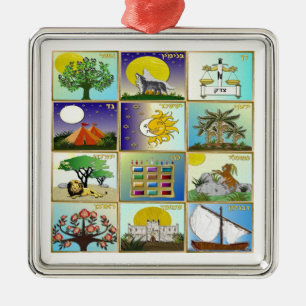 Judaica 12 Israëlische stammen Metalen Ornament