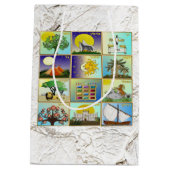 Judaica 12 stammen van Israel Art Panels Gift Bag Medium Cadeauzakje (Achterkant)