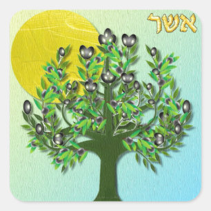 Judaica 12 stammen van Israel Asher Vierkante Sticker