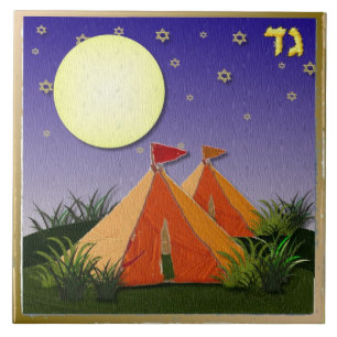 Judaica 12 stammen van Israel Gad Art print Tegeltje