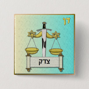Judaica 12 Tribes Israel Dan Vierkante Button 5,1 Cm