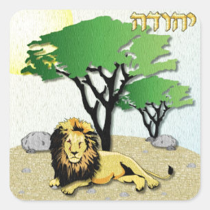 Judaica 12 Tribes Israel Judah Vierkante Sticker