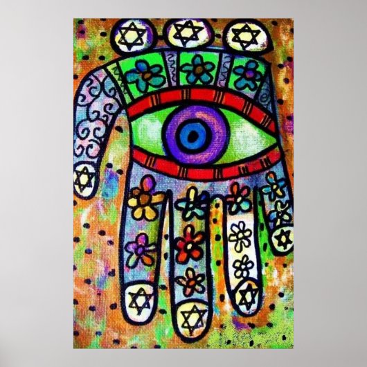 Judaica Batik Garden Oasis Hamsa Poster (Voorkant)