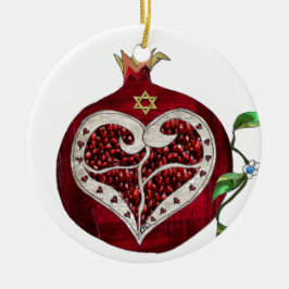 Judaica Granaatappel Hart Hanukkah Rosh Hashanah Keramisch Ornament