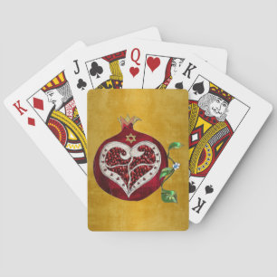 Judaica Granaatappel Hart Hanukkah Rosh Hashanah Pokerkaarten
