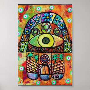 JUDAICA HAMSA DE STAD POSTER