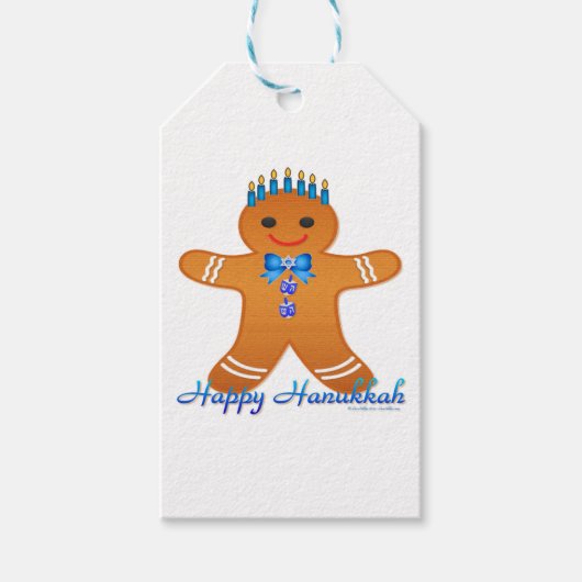 Judaica Hanukkah Gingerbrood Man Menorah Cadeaulabel (Voorkant)