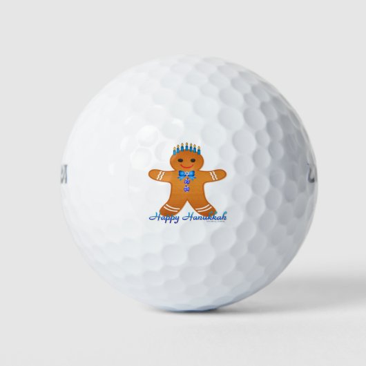 Judaica Hanukkah Gingerbrood Man Menorah Golfballen (Voorkant)