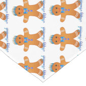 Judaica Hanukkah Gingerbrood Man Menorah Korte Tafelloper (Hoek)