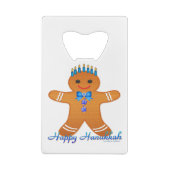Judaica Hanukkah Gingerbrood Man Menorah Kredietkaart Flessenopener (Achterkant)