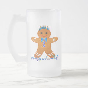 Judaica Hanukkah Gingerbrood Man Menorah Matglas Bierpul