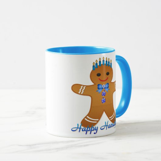 Judaica Hanukkah Gingerbrood Man Menorah Mok (Voorkant rechts)