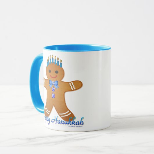 Judaica Hanukkah Gingerbrood Man Menorah Mok (Voorkant links)