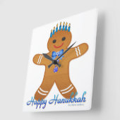 Judaica Hanukkah Gingerbrood Man Menorah Vierkante Klok (Hoek)