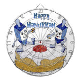 Judaica Happy Hanukkah Dancing Dreidels Doughnut Dartbord (Voorkant)