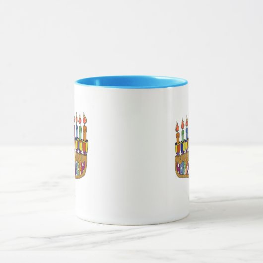 Judaica Happy Hanukkah Dreidel Menorah Mok (Midden)