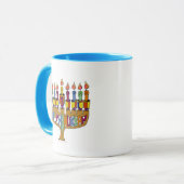 Judaica Happy Hanukkah Dreidel Menorah Mok (Voorkant links)