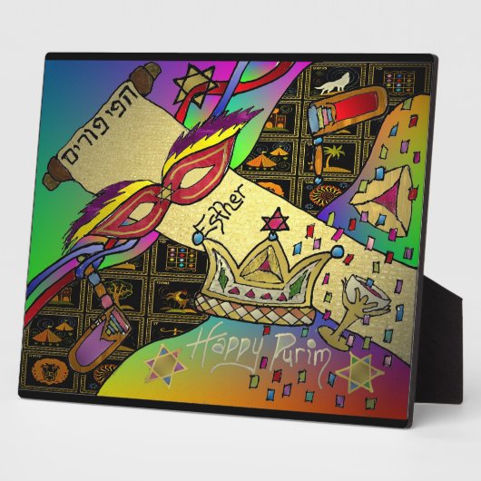 Judaica Happy Purim Plaque de vacances juive (Côté)