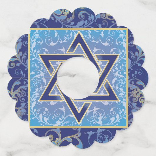 Judaica Jewish Star van David Wine Charm Blue (Voorkant)